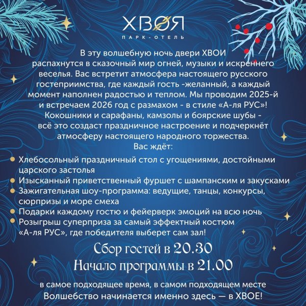 Новый год в парк-отеле Хвоя